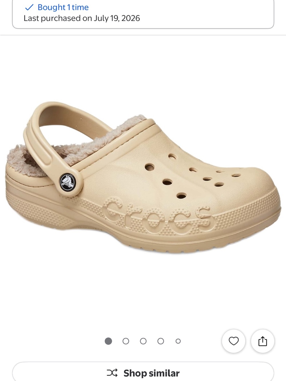 CROCS unisex Classic Lined Clog in Beige